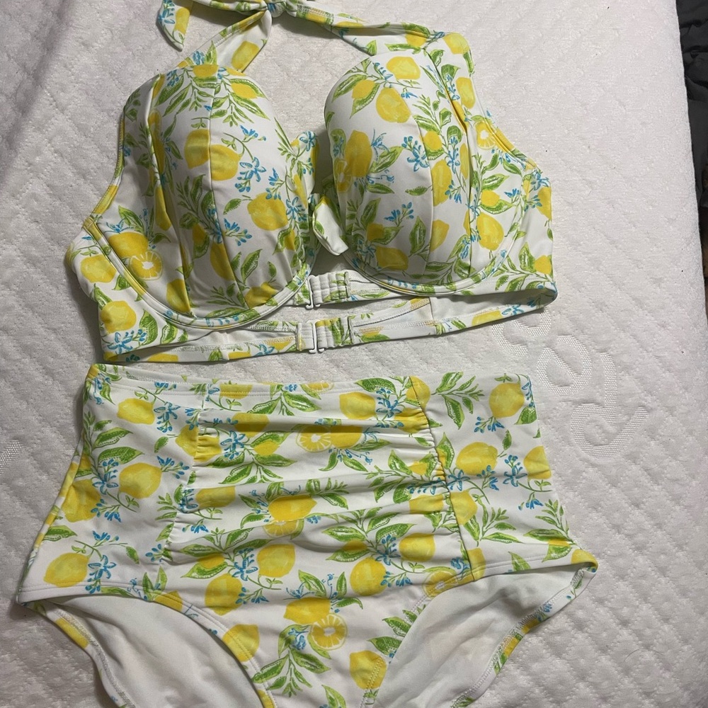 Adore Me Yellow and Green Floral One Piece